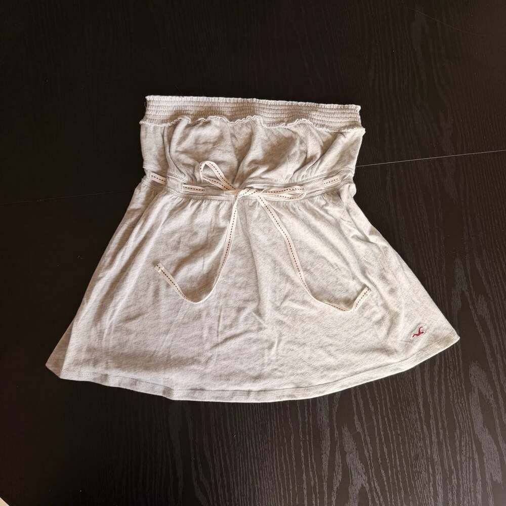 Hollister Strapless Tie Waist Babydoll Top Gray Size S